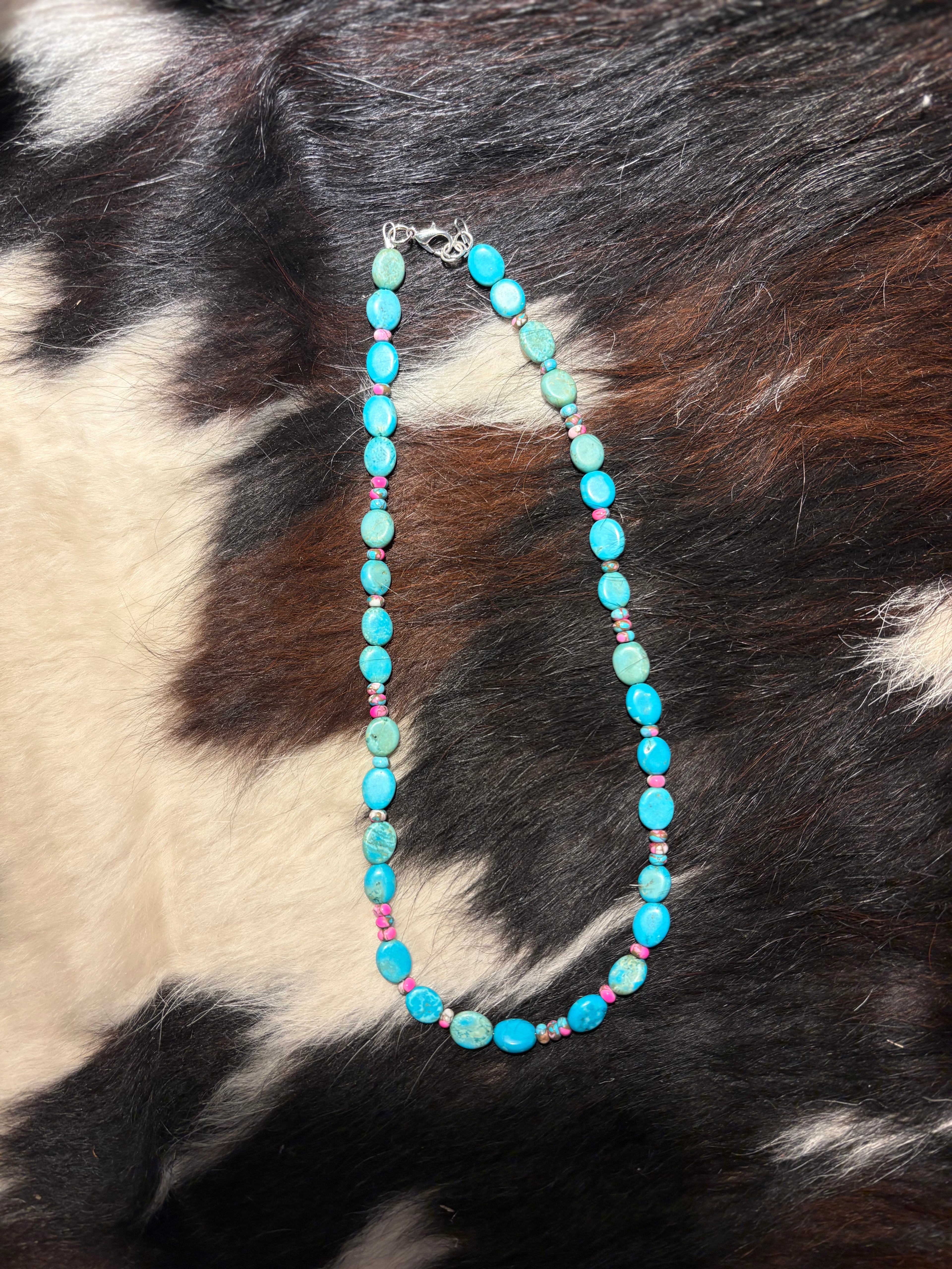 Turquoise and Cotton Candy Necklace