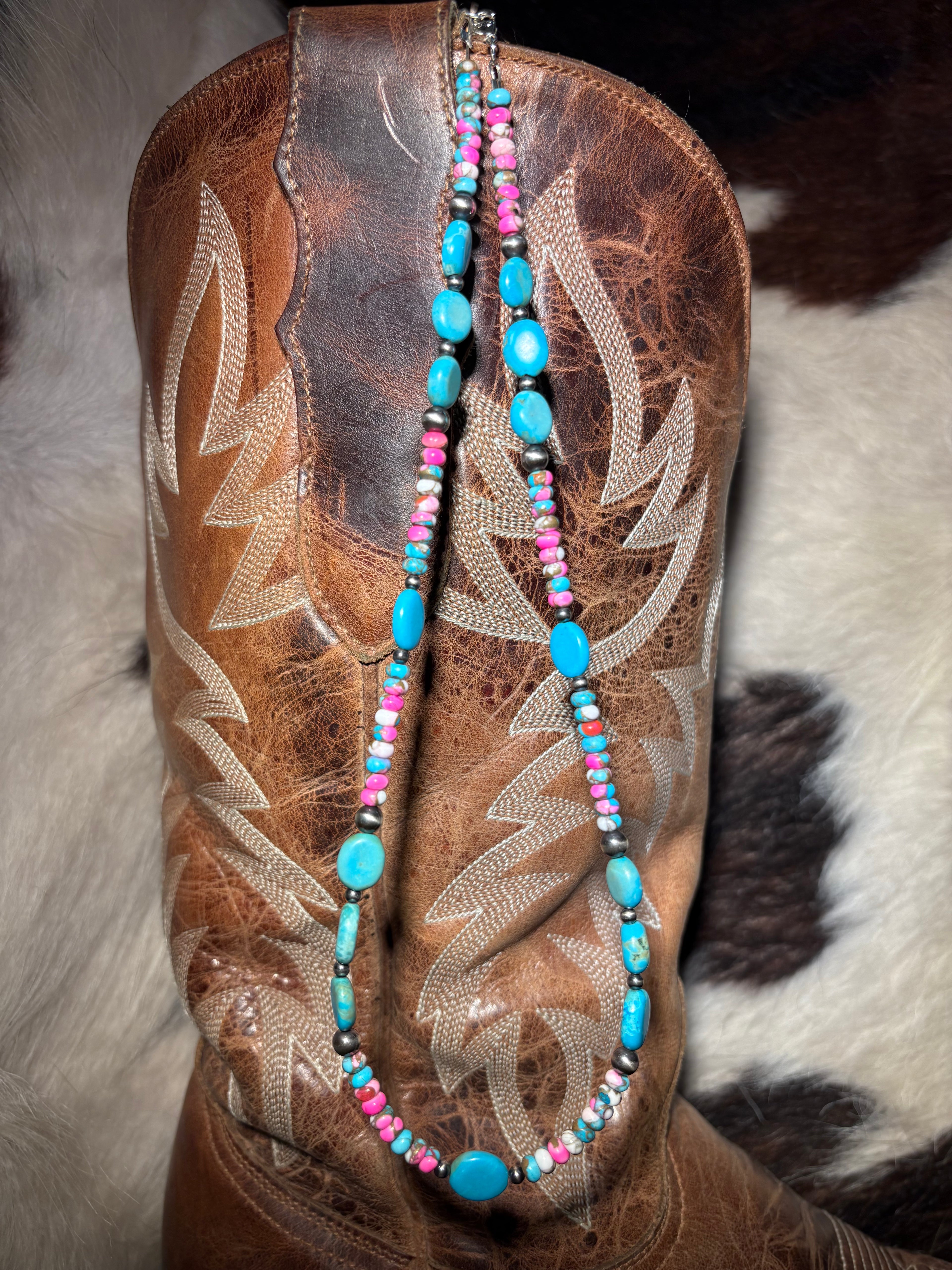 Cotton Candy and Turquoise Necklace