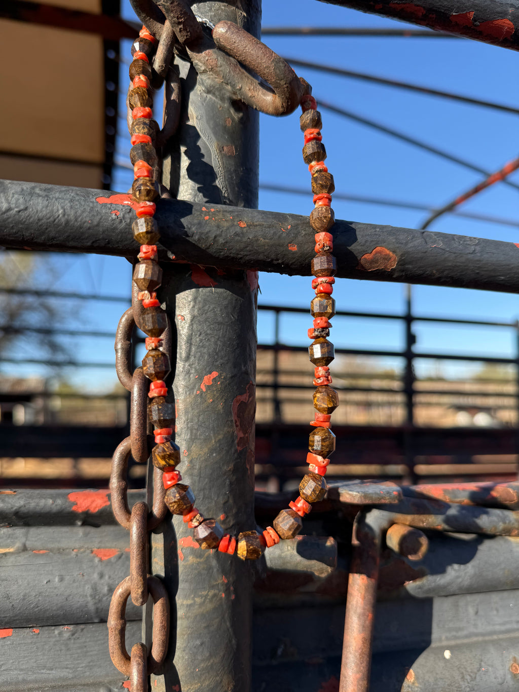 Tiger's Eye and Coral Necklace