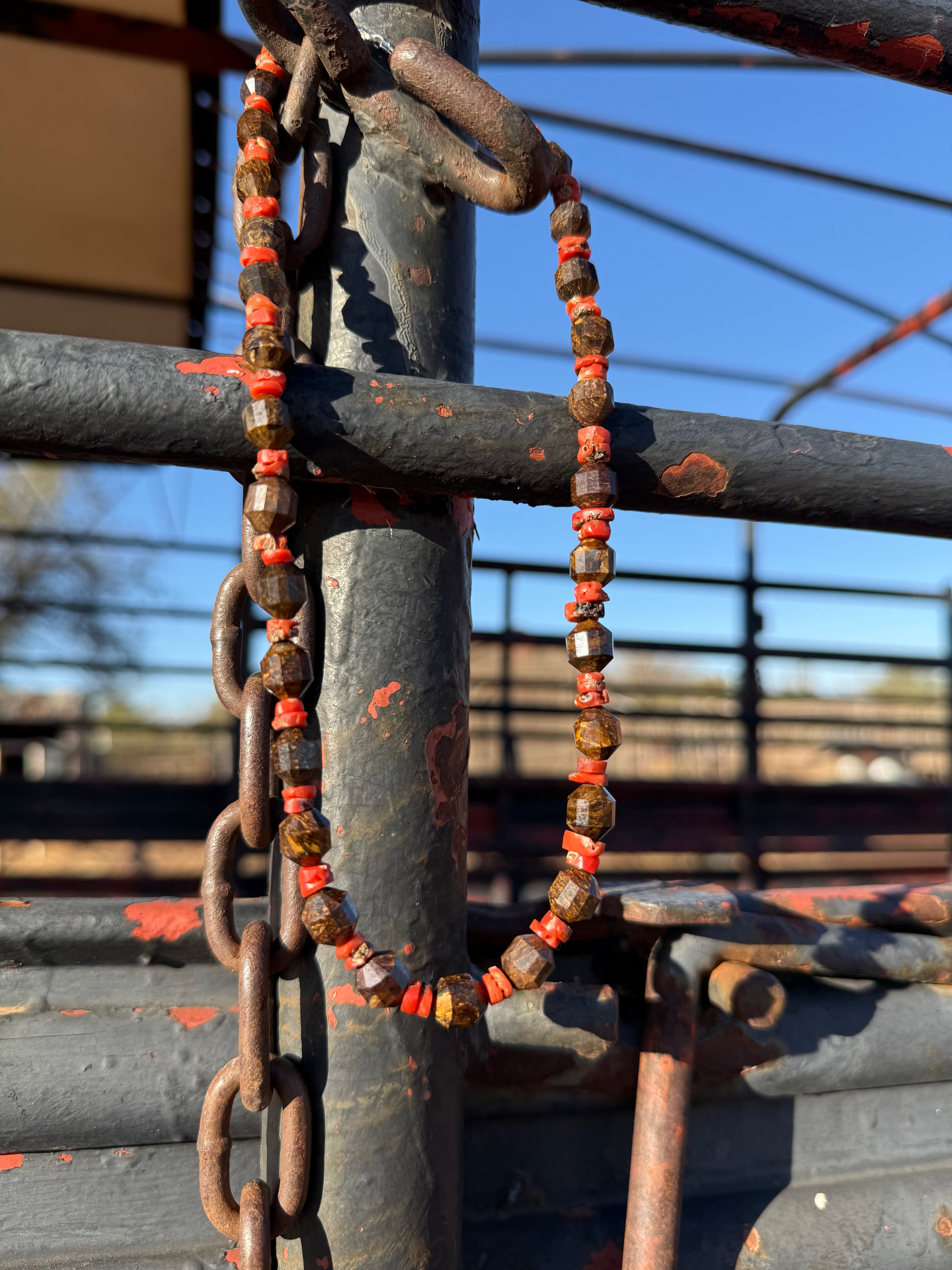 Tiger's Eye and Coral Necklace