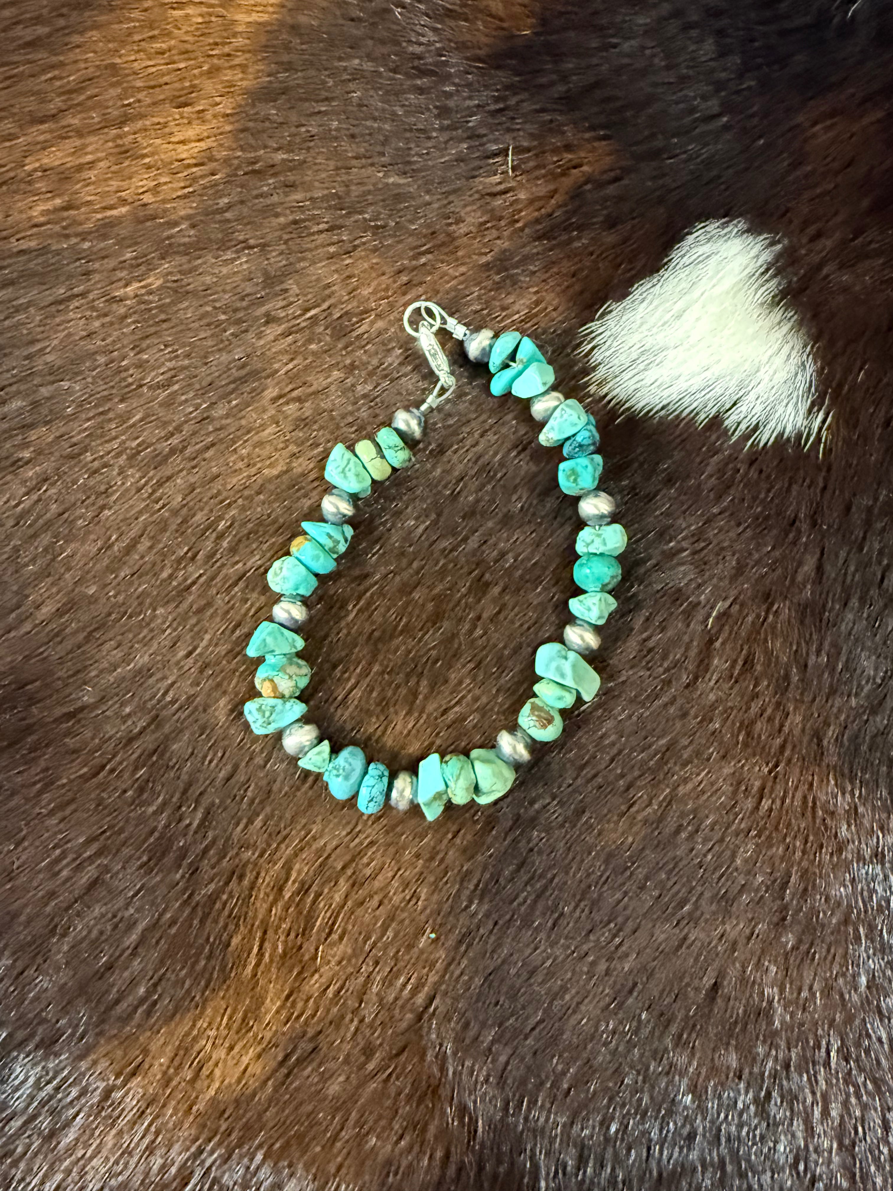 Turquoise Chip and Navajo Pearl Bracelet