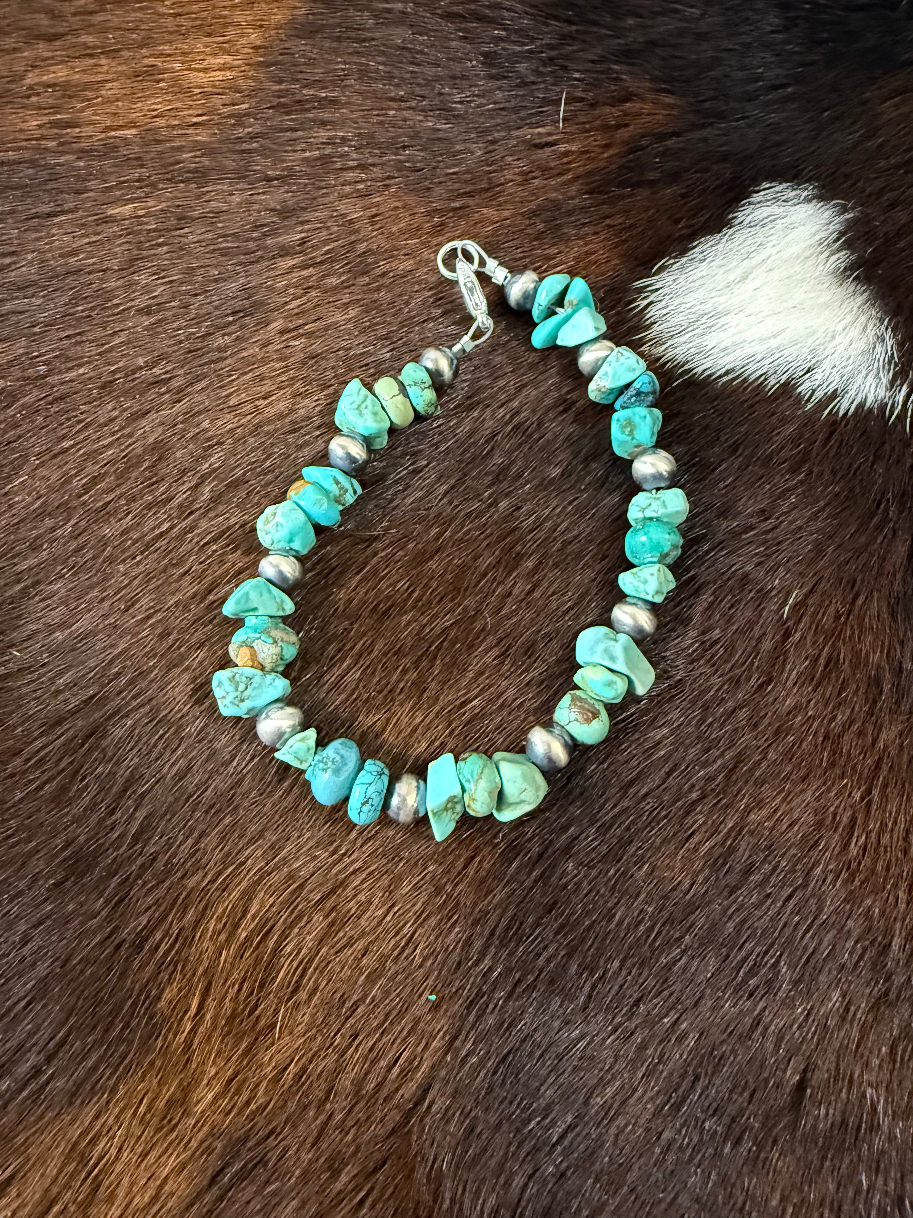 Turquoise Chip and Navajo Pearl Bracelet