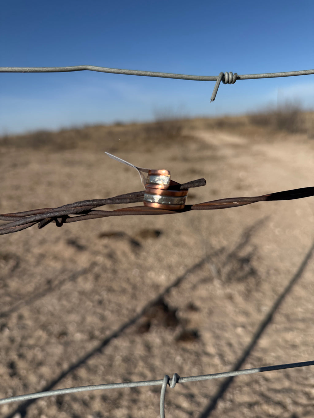 Copper & Silver Stamped Adjustable Ring
