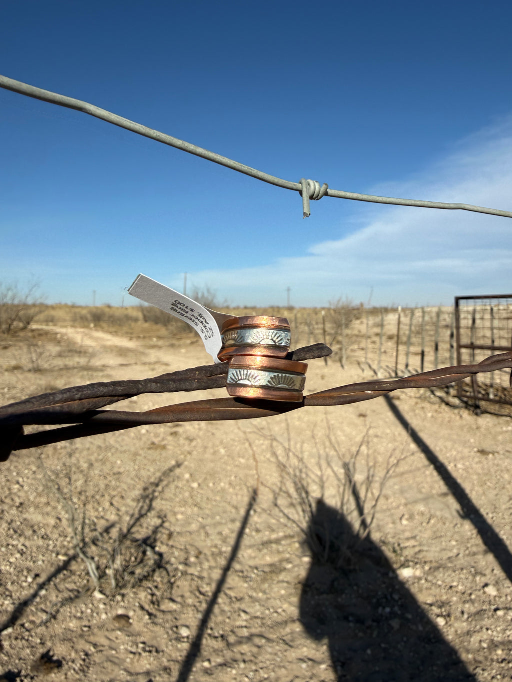 Copper & Silver Stamped Adjustable Ring
