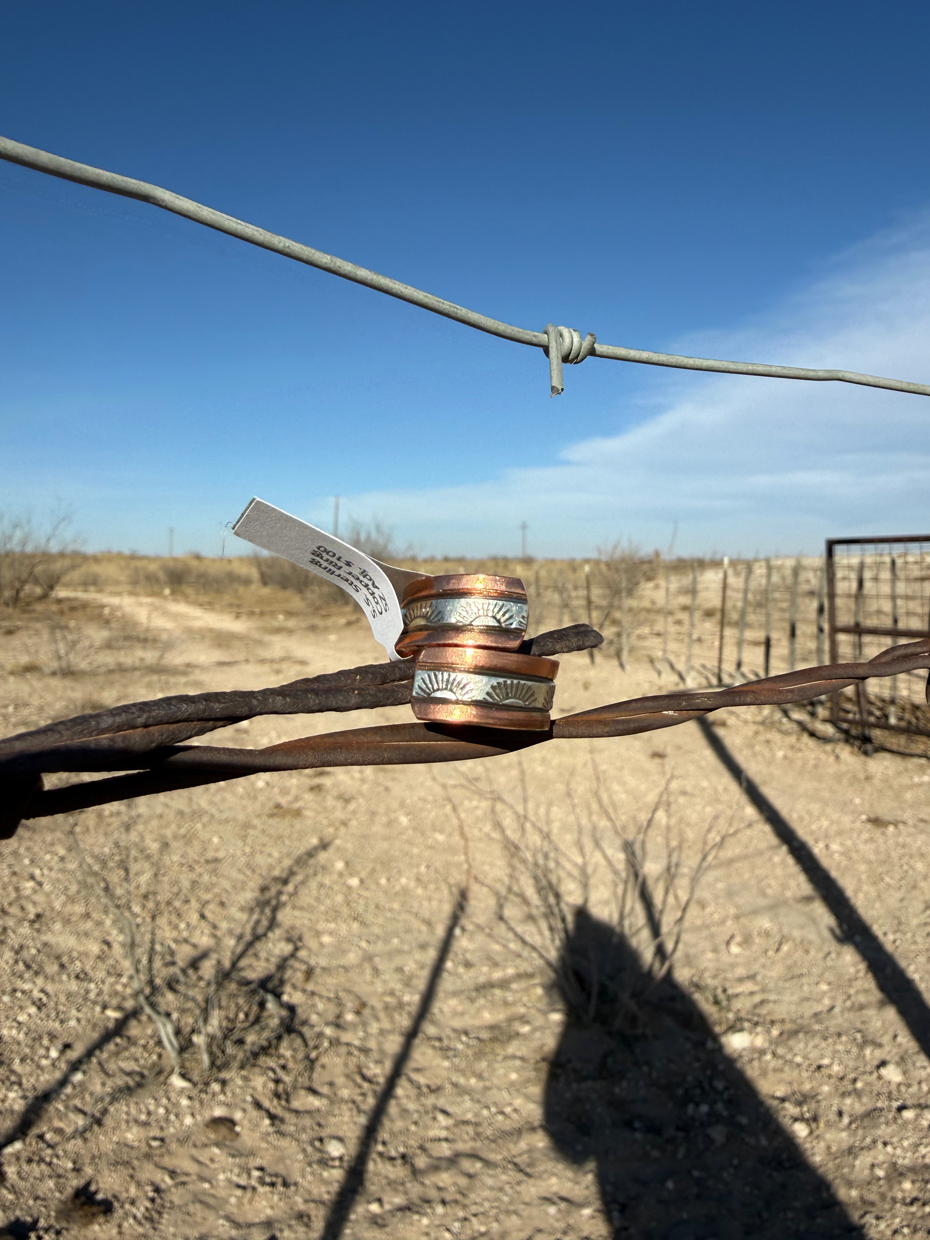 Copper & Silver Stamped Adjustable Ring