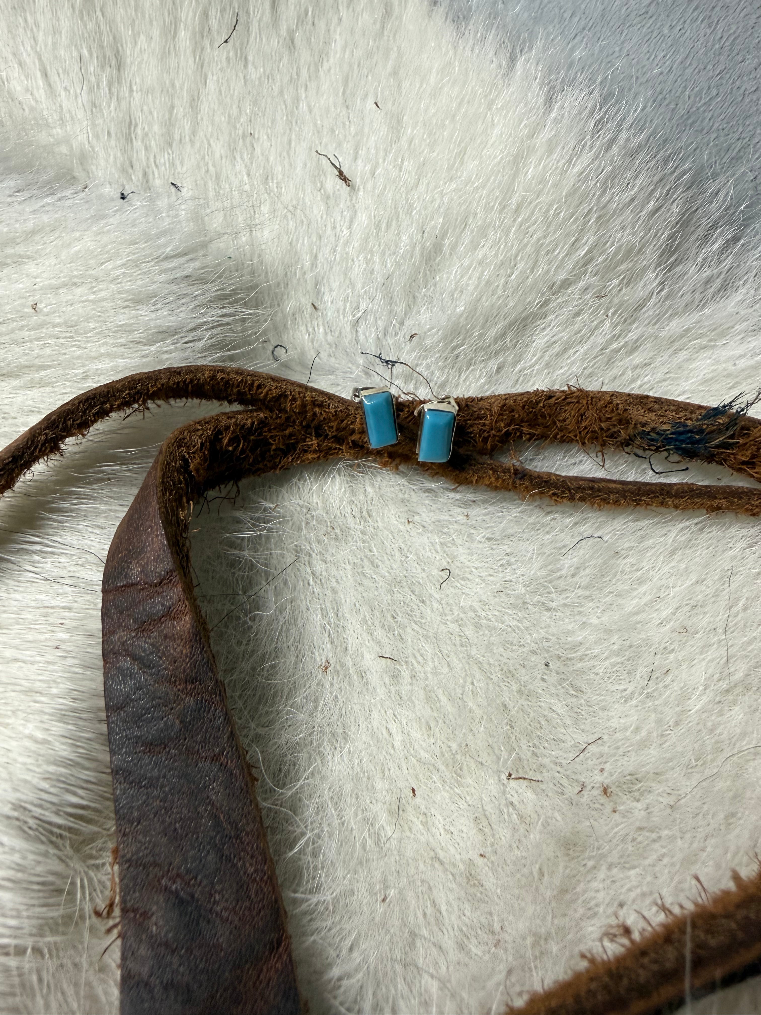 Turquoise Zuni Bar Earrings
