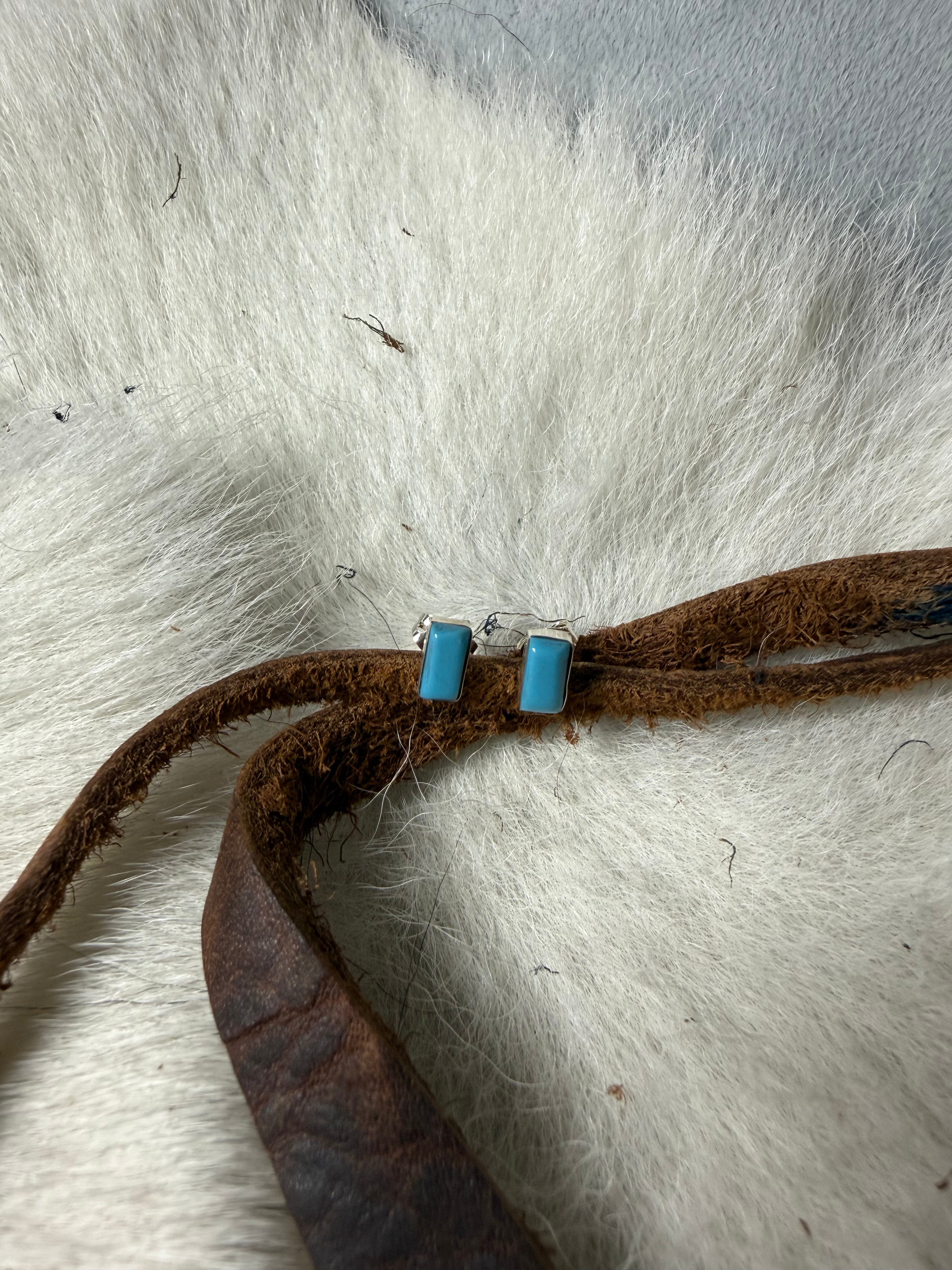 Turquoise Zuni Bar Earrings