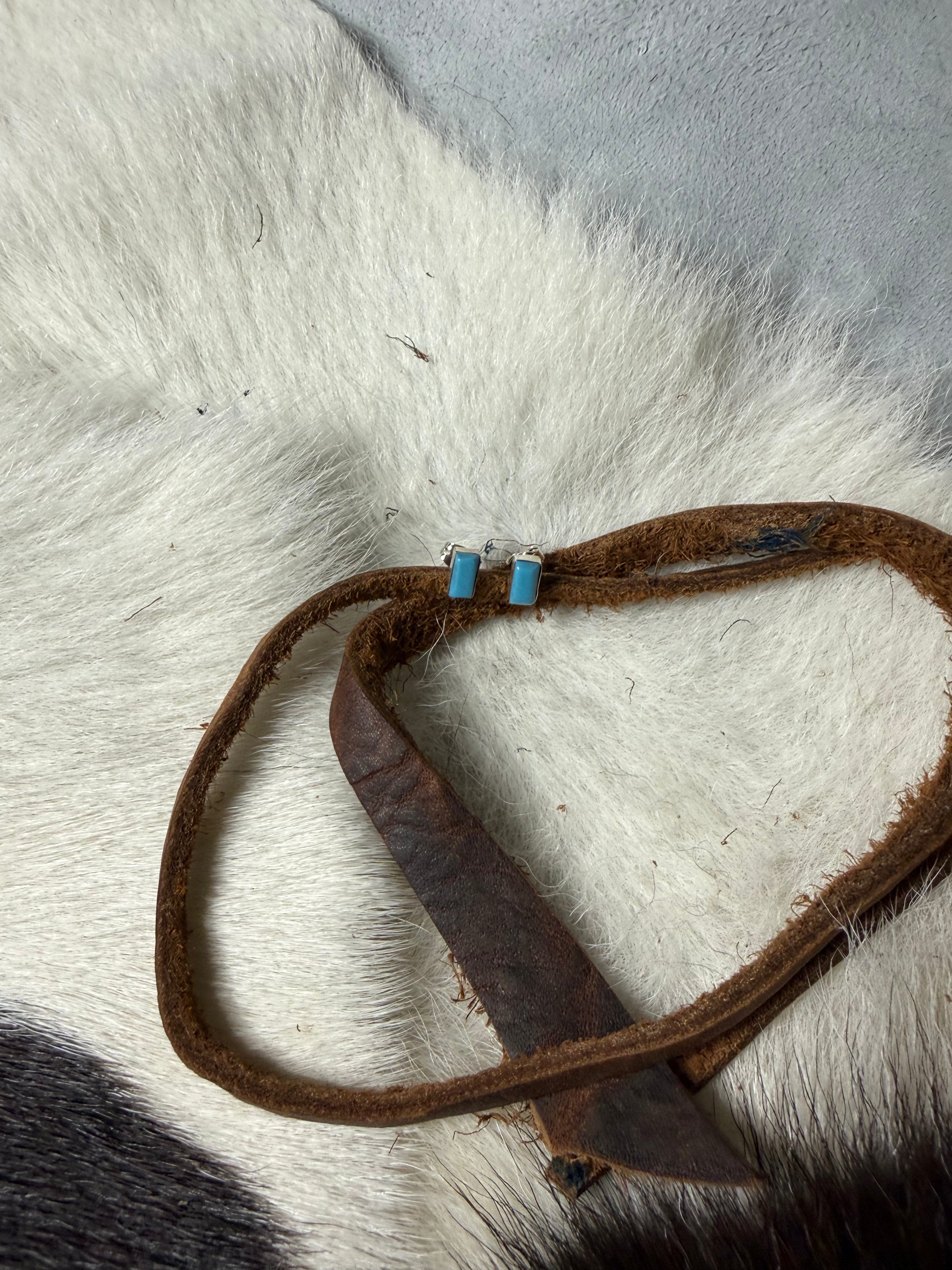 Turquoise Zuni Bar Earrings