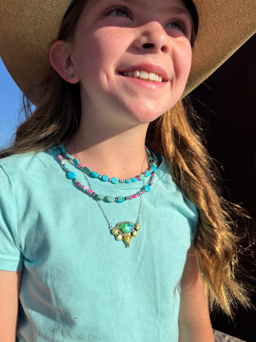 Turquoise and Cotton Candy Necklace