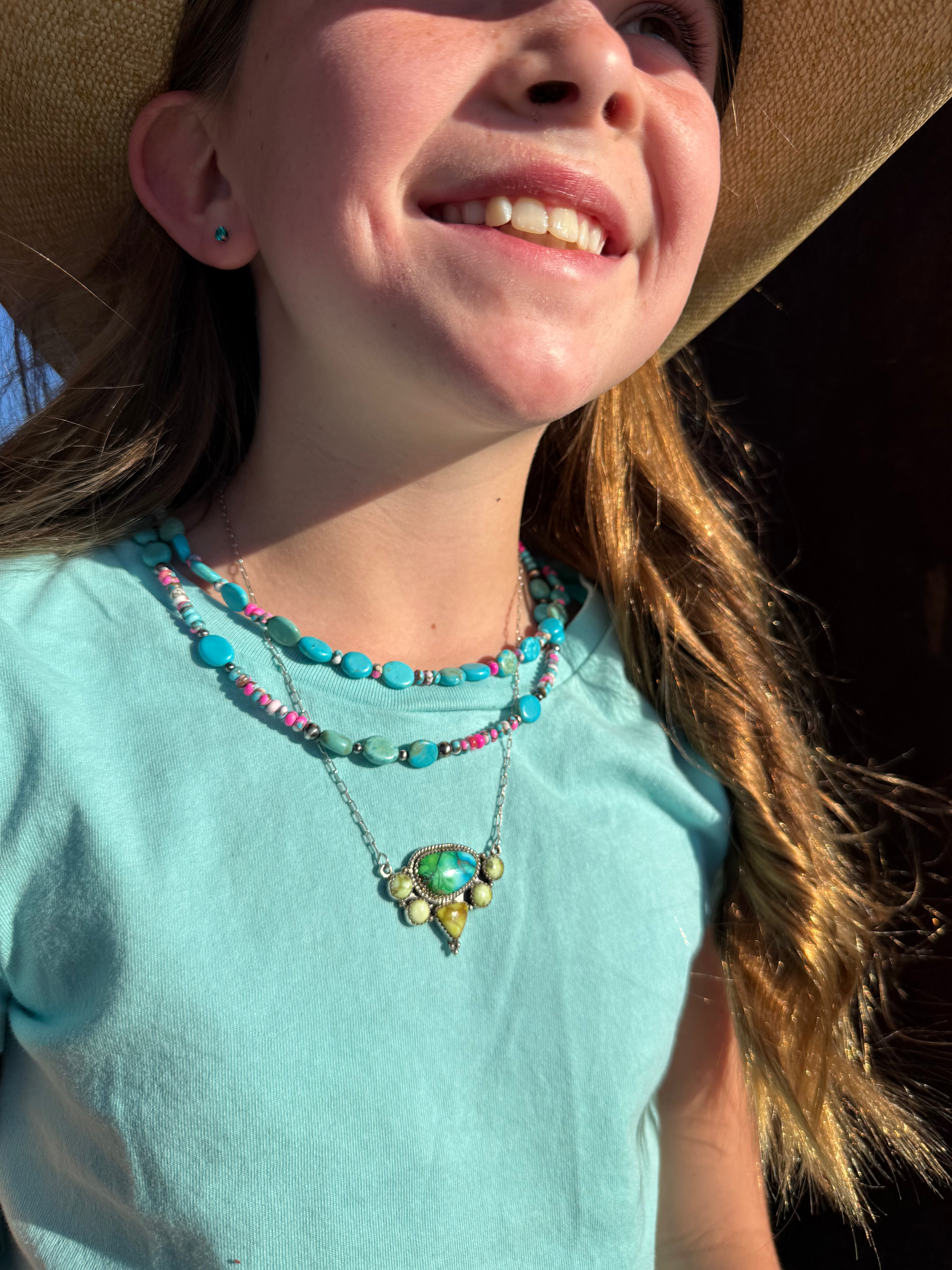 Turquoise and Cotton Candy Necklace